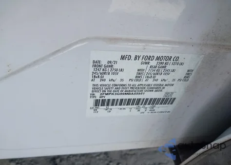 2021 Ford Edge Se из США, поврежденный, VIN 2FMPK3G99MBA55951